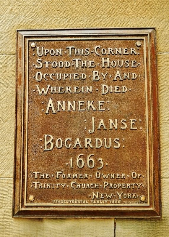 Anneke Janse Bogardus House Site Marker. Click for full size. Anneke Janse Bogardus House Site Marker image. Click for full size.