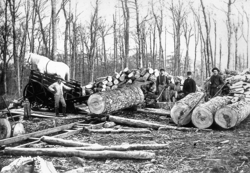 Marker detail: Early Lumbermen image. Click for full size.