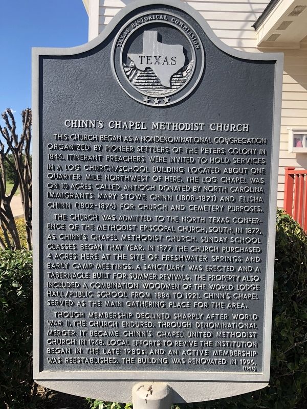 Chinn's Chapel Methodist Church Marker image. Click for full size.
