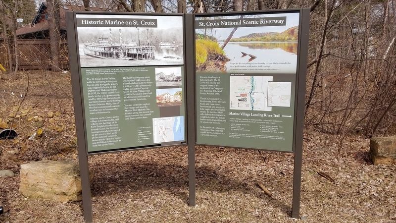 Historic Marine on St. Croix/St. Croix National Scenic Riverway Marker. Click for full size. Historic Marine on St. Croix/St. Croix National Scenic Riverway Marker image. Click for full size.
