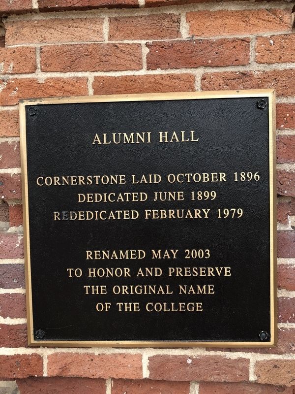 Alumni Hall plaque image. Click for full size.