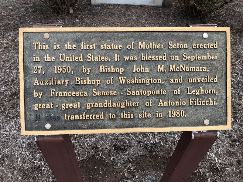 The First Statue of Mother Seton Erected in the United States Marker image. Click for full size.