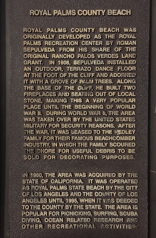 Royal Palms County Beach Marker. Click for full size. Royal Palms County Beach Marker image. Click for full size.