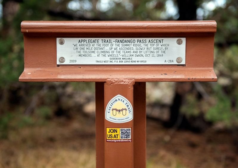 Applegate Trail - Fandango Pass Ascent Marker image. Click for full size.