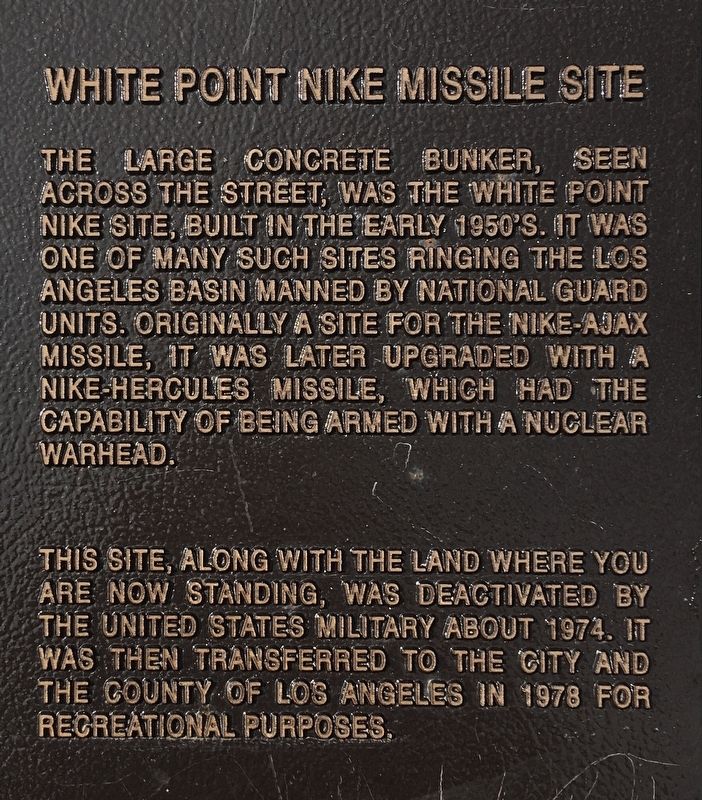 White Point Nike Missile Site Marker image. Click for full size.
