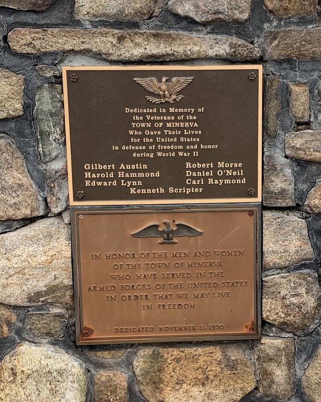 Town of Minerva World War II Memorial. Click for full size. Town of Minerva World War II Memorial image. Click for full size.