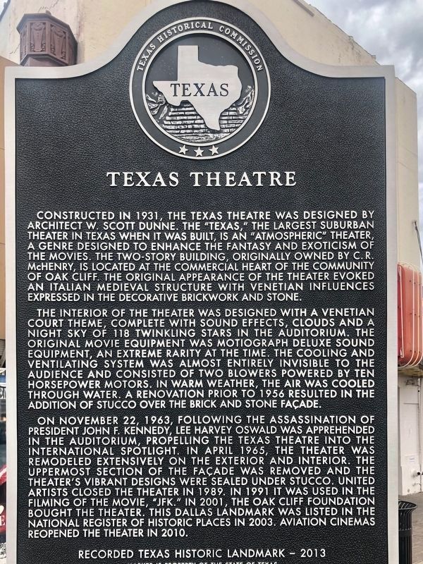 Texas Theatre Marker image. Click for full size.