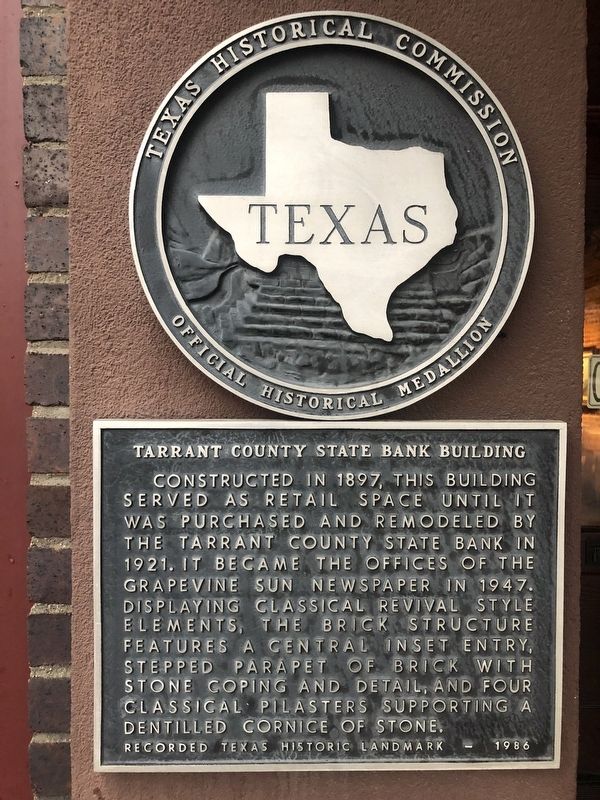 Tarrant County State Bank Building Marker image. Click for full size.