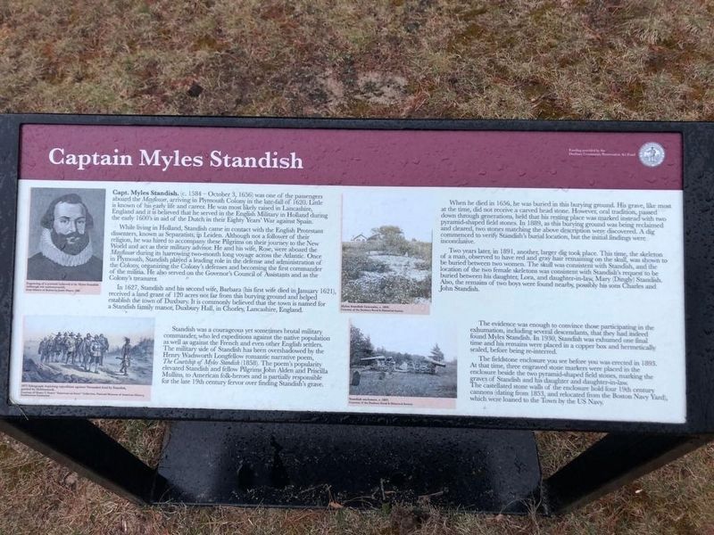Captain Myles Standish Marker image. Click for full size.