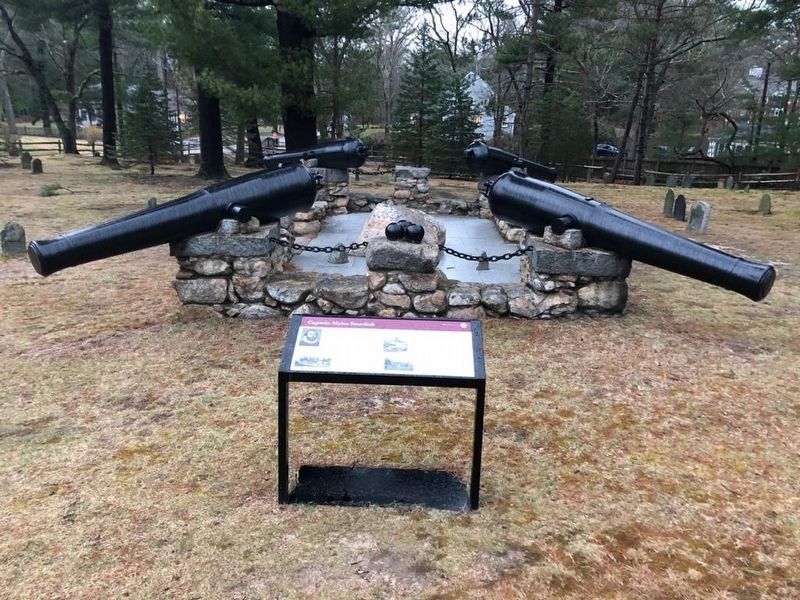 Captain Myles Standish Marker and purported gravesite image. Click for full size.