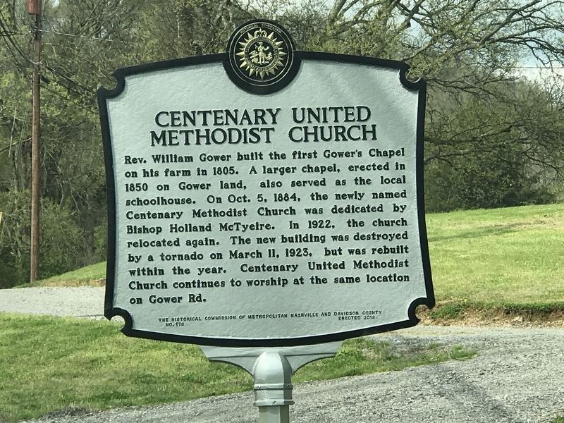 Centenary United Methodist Church side of the marker image. Click for full size.