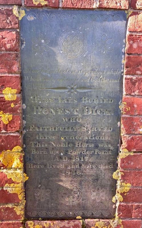 Nearby "Honest Dick" Monument inscription. Click for full size. Nearby "Honest Dick" Monument inscription image. Click for full size.