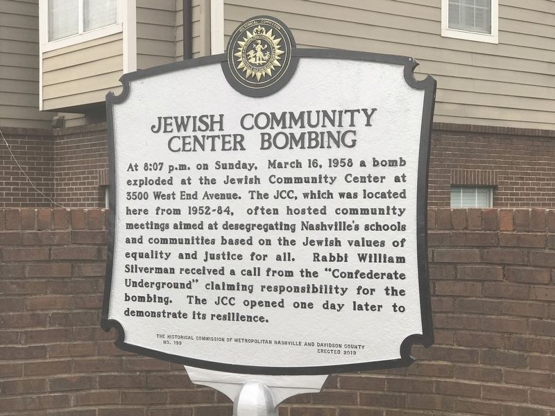 Jewish Community Center Bombing Marker image. Click for full size.