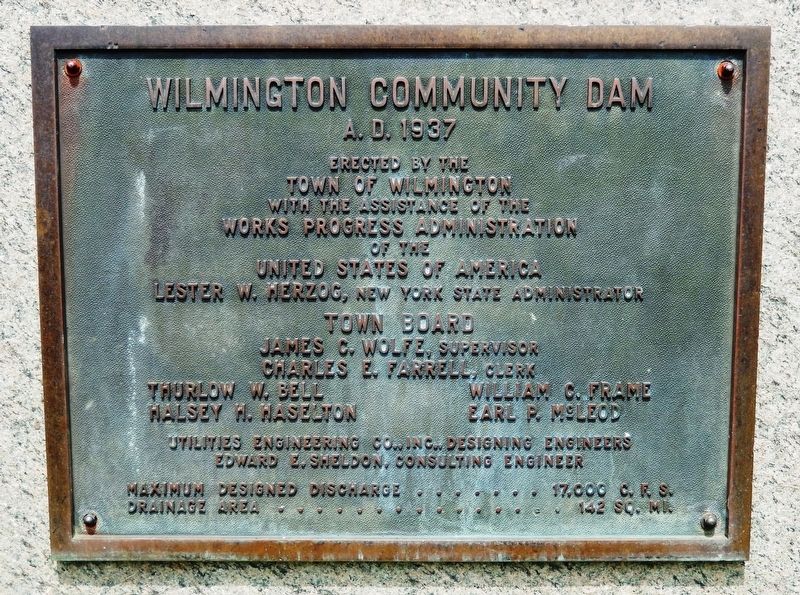 Wilmington Community Dam Marker image. Click for full size.