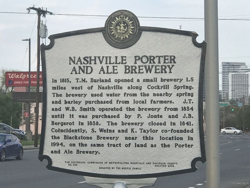 Nashville Porter and Ale Brewery Marker image. Click for full size.