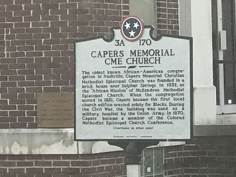 Capers Memorial CME Church Marker. Click for full size. Capers Memorial CME Church Marker image. Click for full size.