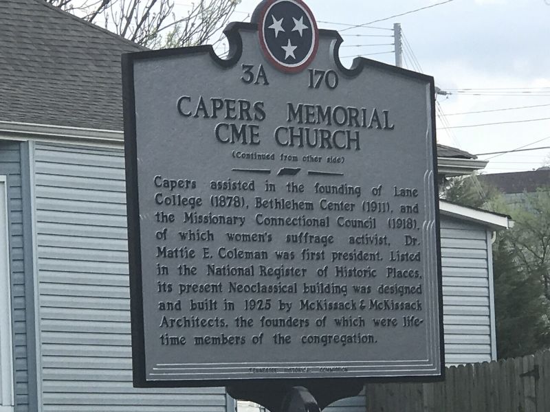 Capers Memorial CME Church Marker. Click for full size. Capers Memorial CME Church Marker image. Click for full size.