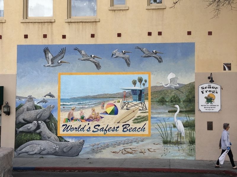 “World’s Safest Beach” Marker and Mural image. Click for full size.