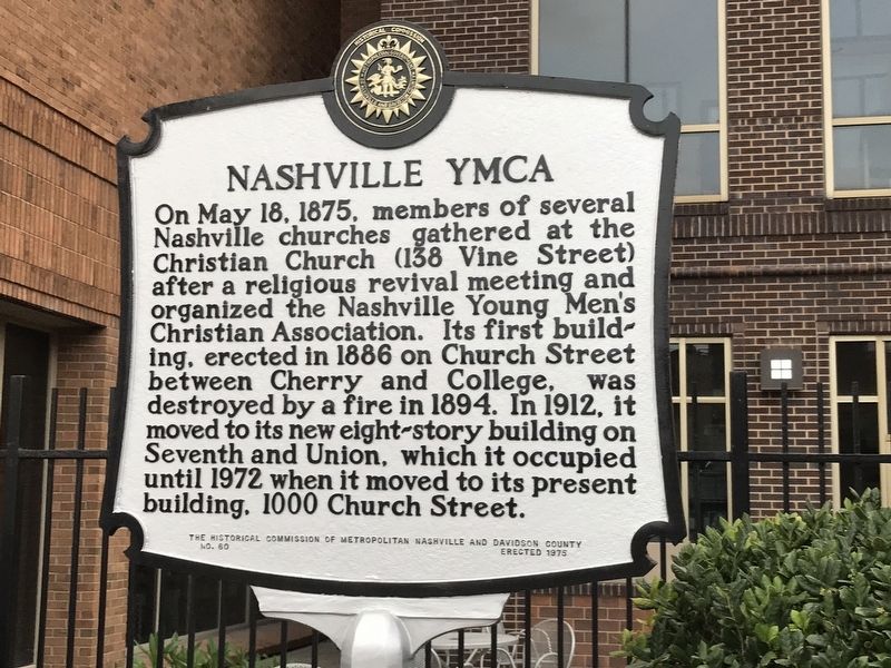 Nashville YMCA Marker. Click for full size. Nashville YMCA Marker image. Click for full size.
