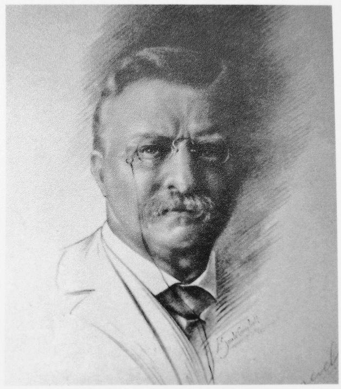 Marker detail: Theodore Roosevelt image. Click for full size.