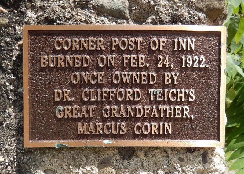 Corner Post of Inn Burned on Feb. 24, 1922 Marker image. Click for full size.