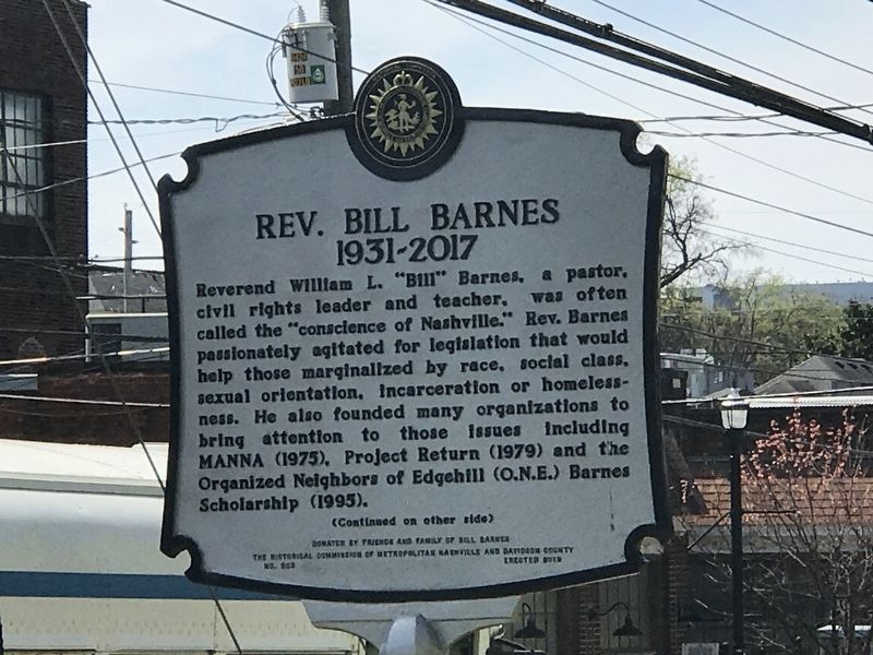 Rev. Bill Barnes Marker. Click for full size. Rev. Bill Barnes Marker image. Click for full size.