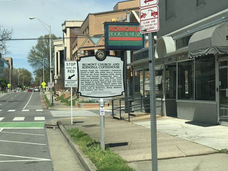 Belmont Church and Koinonia Coffeehouse/Contemporary Christian Music Marker. Click for full size. Belmont Church and Koinonia Coffeehouse/Contemporary Christian Music Marker image. Click for full size.