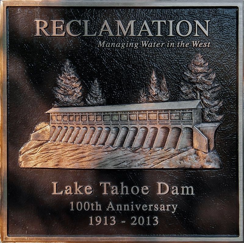 Lake Tahoe Dam Centennial Marker image. Click for full size.