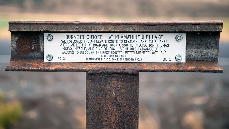 Burnett Cutoff - At Klamath [Tule] Lake Marker image. Click for full size.