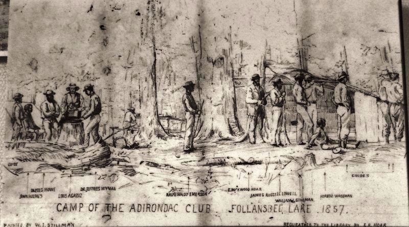 Marker detail: Camp of the Adirondack Club, 1857 image. Click for full size.