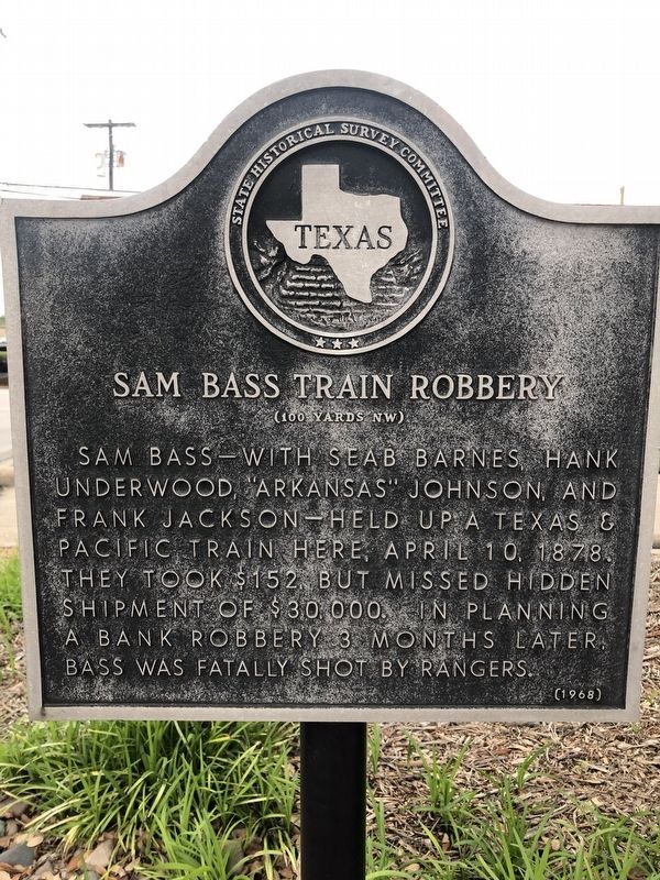 Sam Bass Train Robbery Marker image. Click for full size.