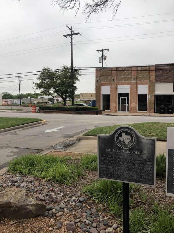 Sam Bass Train Robbery Marker. Click for full size. Sam Bass Train Robbery Marker image. Click for full size.