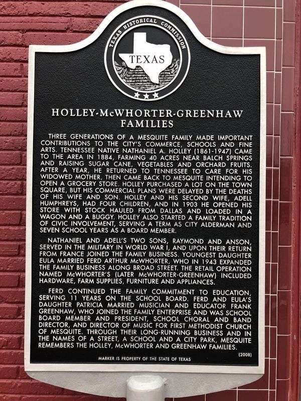 Holley-McWhorter-Greenhaw Families Marker image. Click for full size.