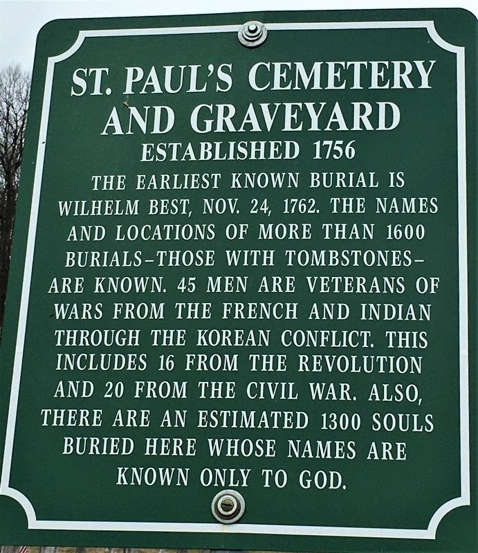 St. Paul's Cemetery and Graveyard Marker image. Click for full size.