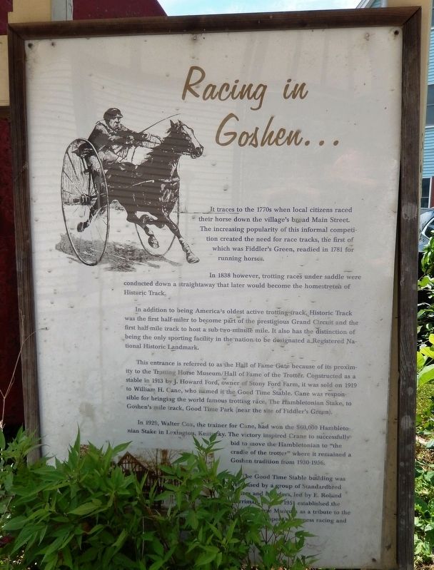 Racing in Goshen Marker image. Click for full size.