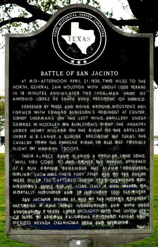 Battle of San Jacinto Marker image. Click for full size.