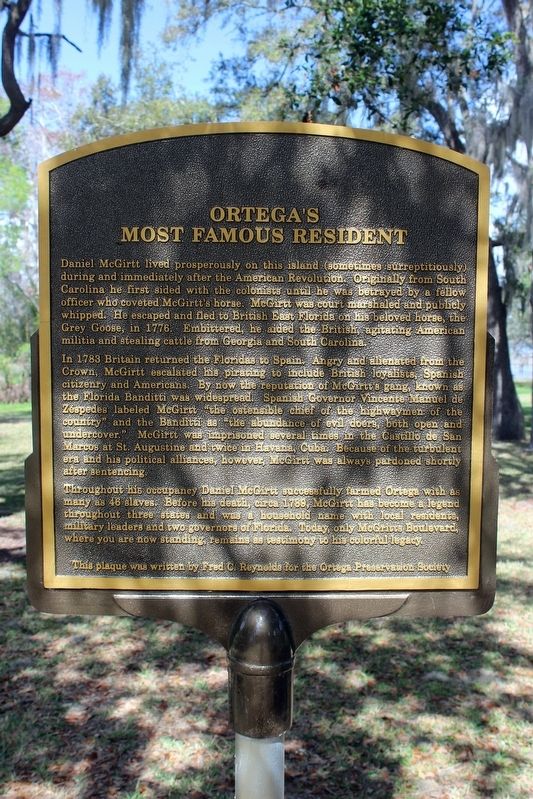Ortega's Most Famous Resident Marker. Click for full size. Ortega's Most Famous Resident Marker image. Click for full size.