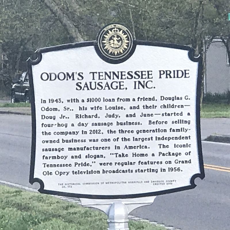 Odom's Tennessee Pride Sausage, Inc. Marker. Click for full size. Odom's Tennessee Pride Sausage, Inc. Marker image. Click for full size.