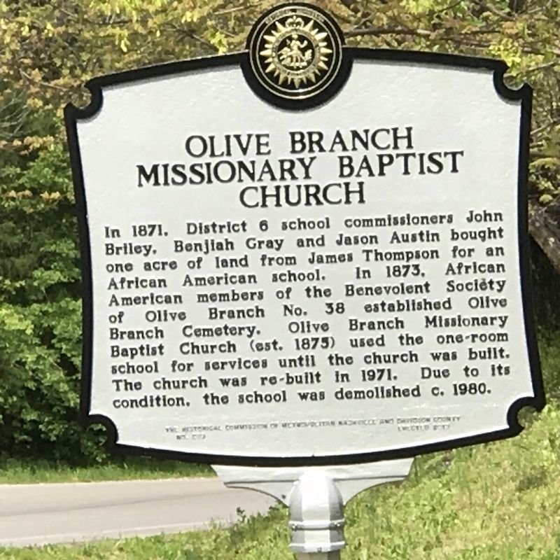 Olive Branch Missionary Baptist Church Marker image. Click for full size.