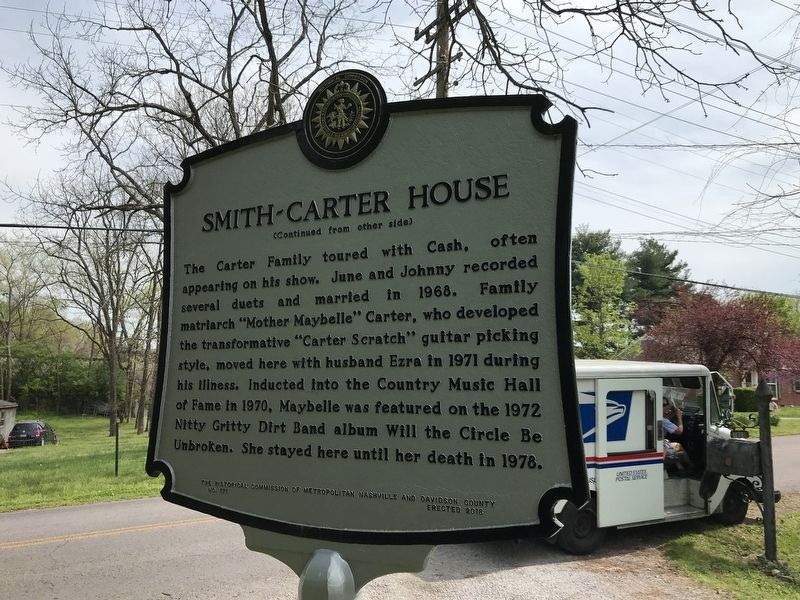 Smith-Carter House Marker reverse image. Click for full size.