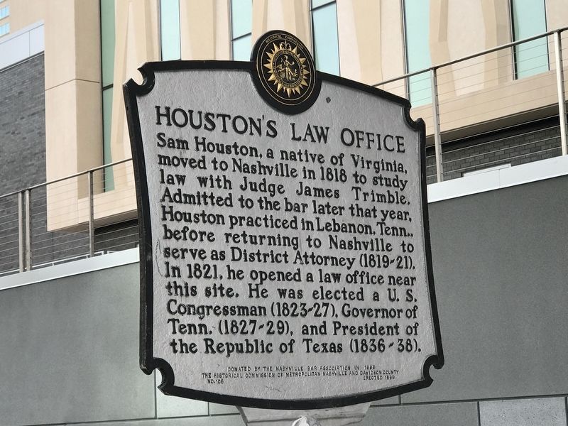 Houston's Law Office Marker image. Click for full size.