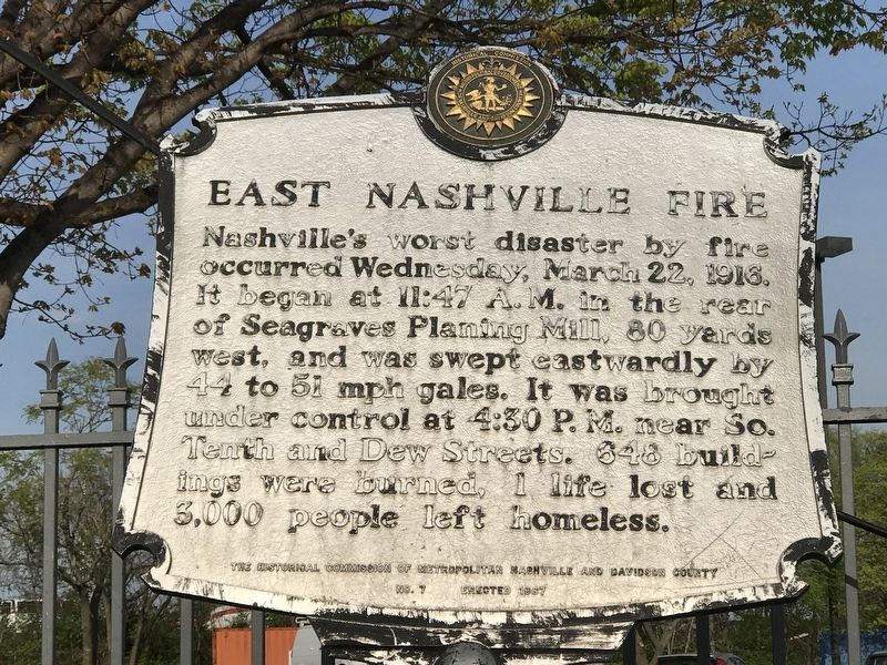 East Nashville Fire Marker image. Click for full size.