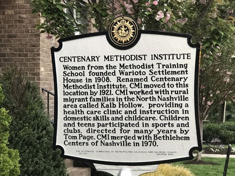 Centenary Methodist Institute Marker. Click for full size. Centenary Methodist Institute Marker image. Click for full size.