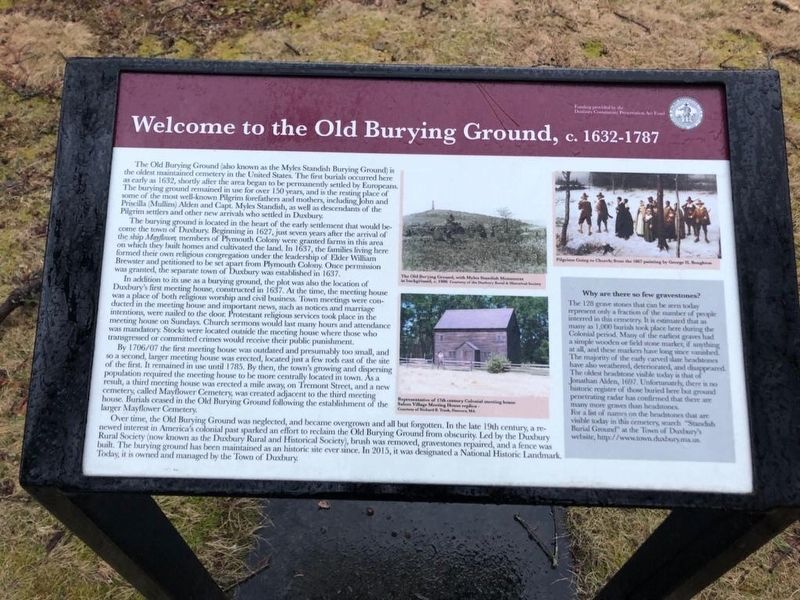 Welcome to the Old Burial Ground, c. 1632-1787 Marker image. Click for full size.