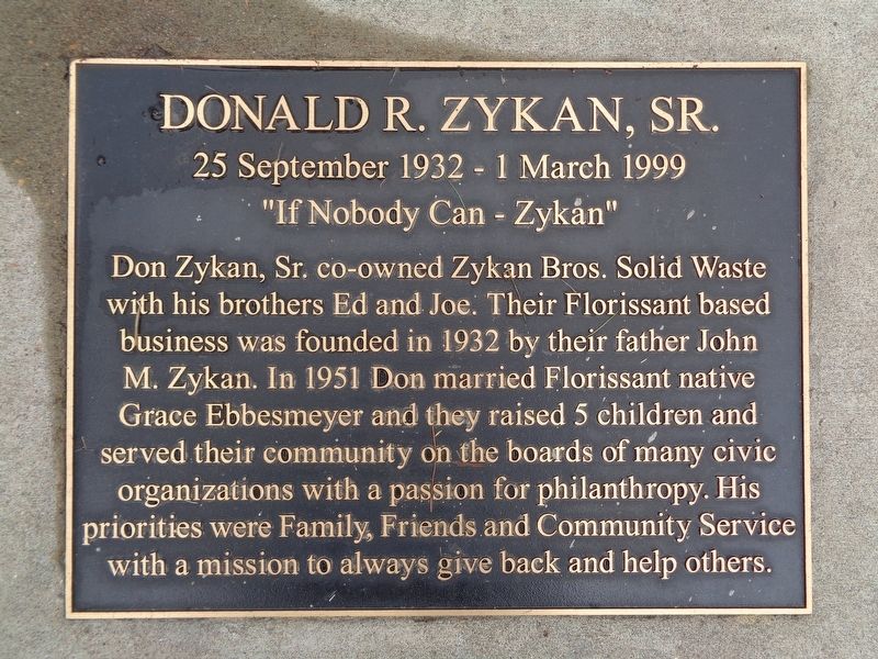 Donald R. Zykan, Sr. Marker image. Click for full size.