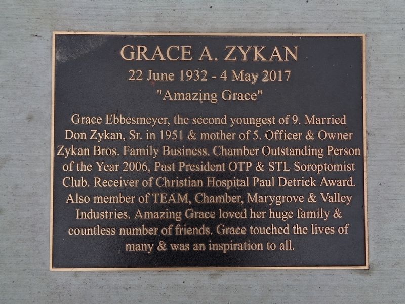 Grace A. Zykan Marker. Click for full size. Grace A. Zykan Marker image. Click for full size.