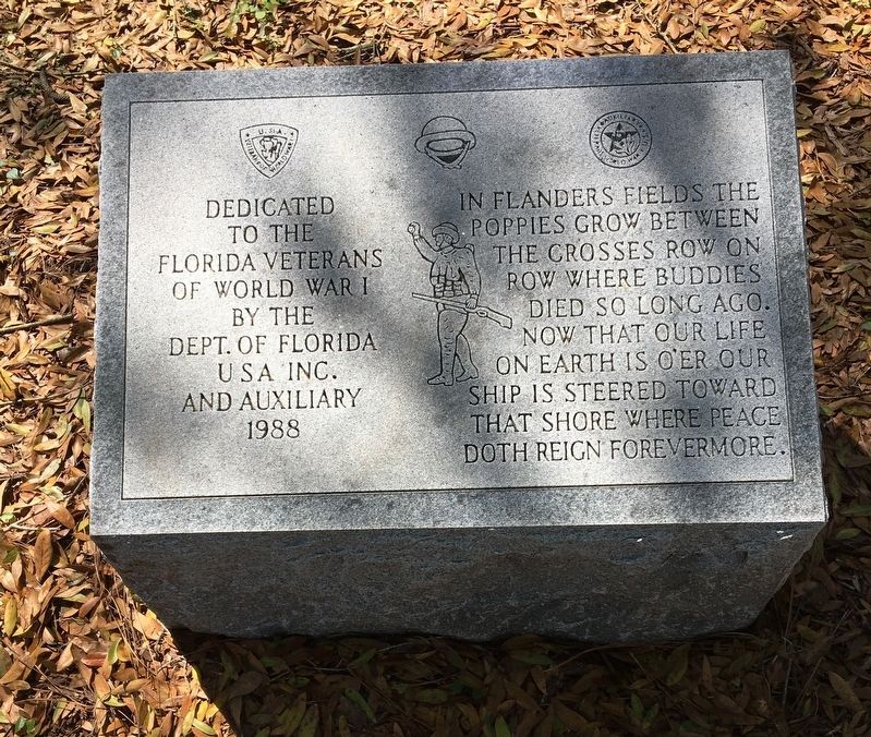 Florida Veterans of World War I Marker. Click for full size. Florida Veterans of World War I Marker image. Click for full size.