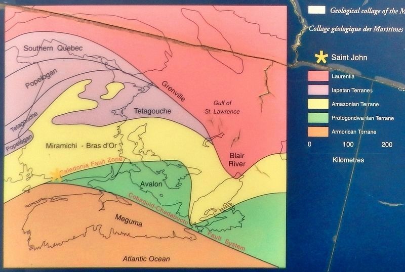 Marker detail: Geological Collage of the Maritimes<br>Collage Géologique des Maritimes. Click for full size. Marker detail: Geological Collage of the Maritimes<br>Collage Géologique des Maritimes image. Click for full size.