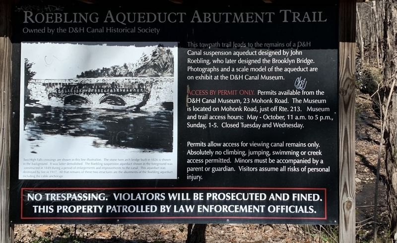 Roebling Aqueduct Abutment Trail Marker image. Click for full size.
