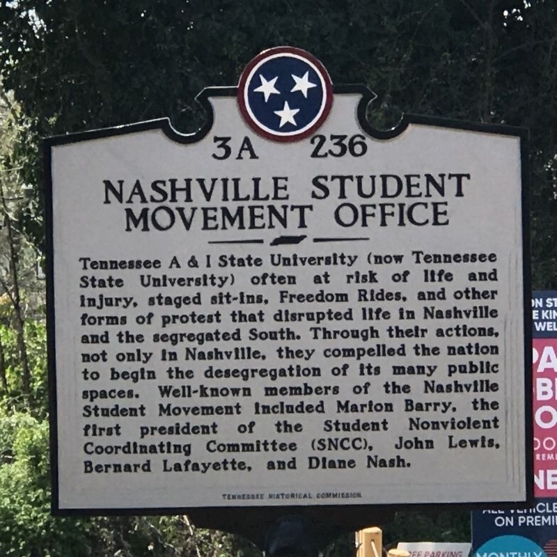 Nashville Student Movement Office Marker image. Click for full size.